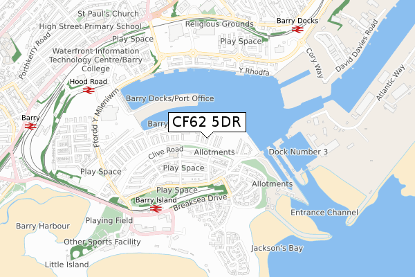 CF62 5DR map - small scale - OS Open Zoomstack (Ordnance Survey)