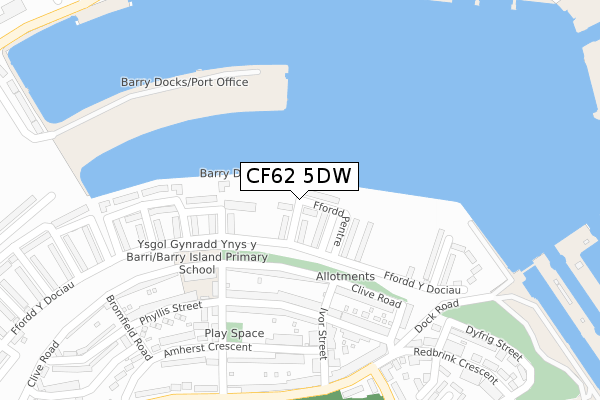 CF62 5DW map - large scale - OS Open Zoomstack (Ordnance Survey)