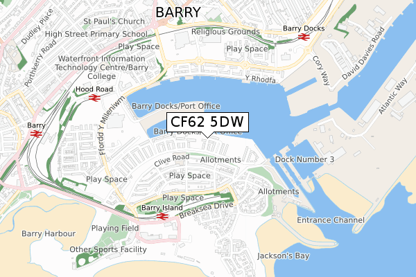 CF62 5DW map - small scale - OS Open Zoomstack (Ordnance Survey)