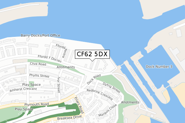 CF62 5DX map - large scale - OS Open Zoomstack (Ordnance Survey)