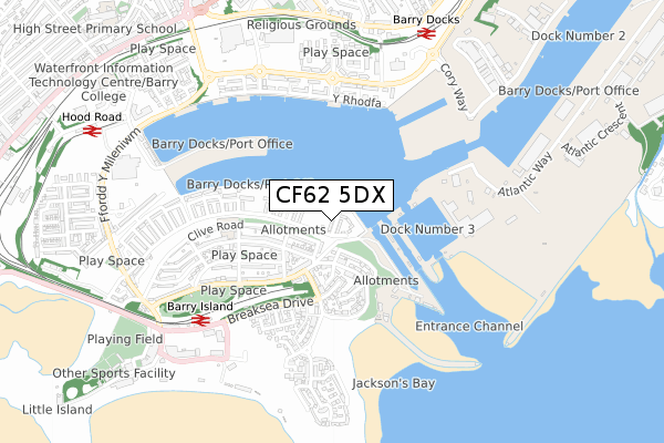 CF62 5DX map - small scale - OS Open Zoomstack (Ordnance Survey)