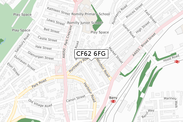 CF62 6FG map - large scale - OS Open Zoomstack (Ordnance Survey)