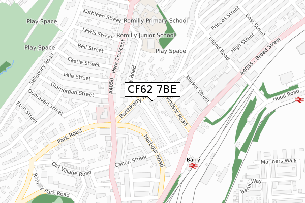 CF62 7BE map - large scale - OS Open Zoomstack (Ordnance Survey)