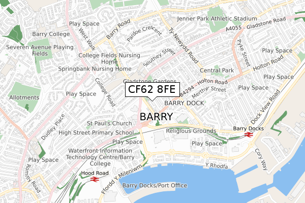 CF62 8FE map - small scale - OS Open Zoomstack (Ordnance Survey)