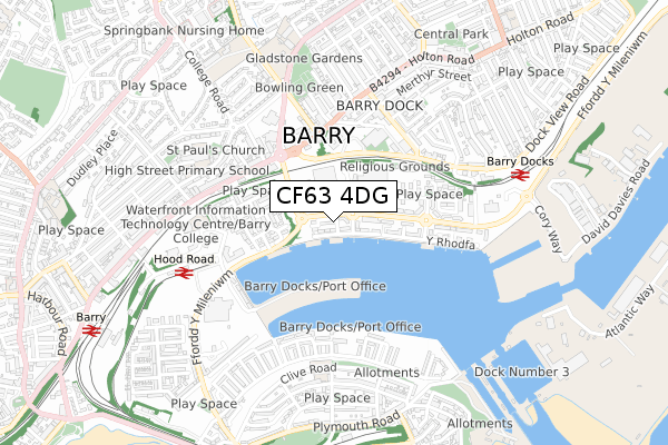 CF63 4DG map - small scale - OS Open Zoomstack (Ordnance Survey)