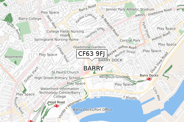 CF63 9FJ map - small scale - OS Open Zoomstack (Ordnance Survey)