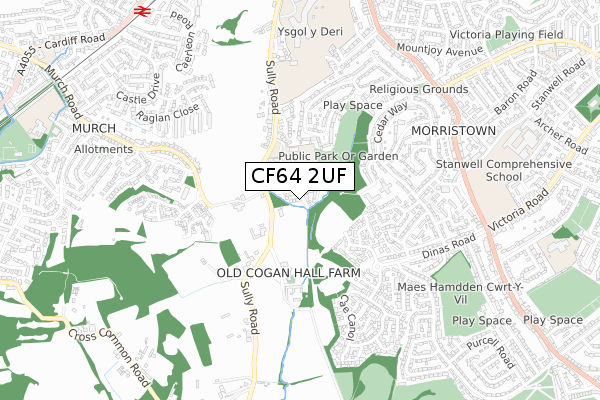 CF64 2UF map - small scale - OS Open Zoomstack (Ordnance Survey)