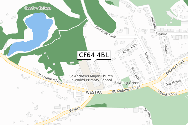 CF64 4BL map - large scale - OS Open Zoomstack (Ordnance Survey)