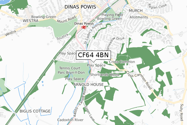 CF64 4BN map - small scale - OS Open Zoomstack (Ordnance Survey)