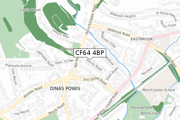 CF64 4BP map - large scale - OS Open Zoomstack (Ordnance Survey)