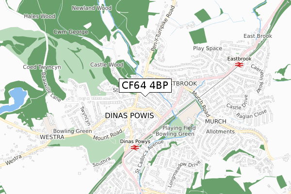 CF64 4BP map - small scale - OS Open Zoomstack (Ordnance Survey)