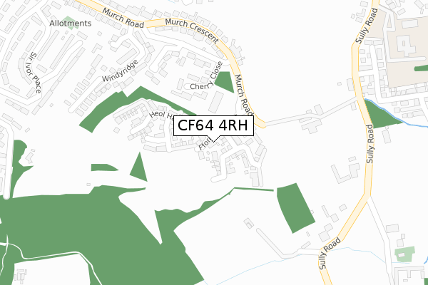 CF64 4RH map - large scale - OS Open Zoomstack (Ordnance Survey)