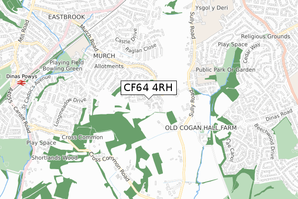 CF64 4RH map - small scale - OS Open Zoomstack (Ordnance Survey)