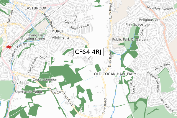 CF64 4RJ map - small scale - OS Open Zoomstack (Ordnance Survey)