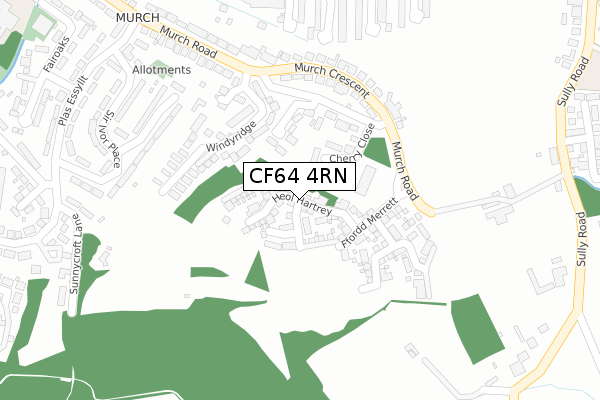 CF64 4RN map - large scale - OS Open Zoomstack (Ordnance Survey)