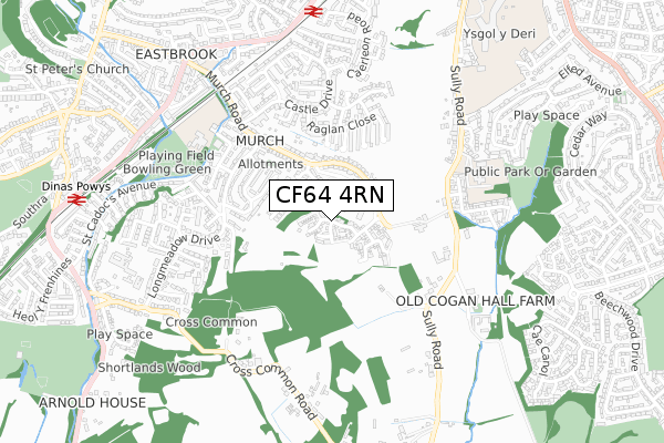 CF64 4RN map - small scale - OS Open Zoomstack (Ordnance Survey)