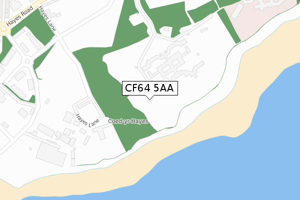 CF64 5AA map - large scale - OS Open Zoomstack (Ordnance Survey)