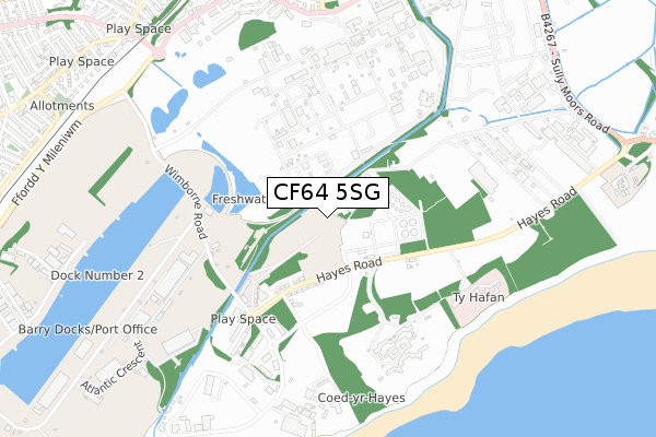 CF64 5SG map - small scale - OS Open Zoomstack (Ordnance Survey)