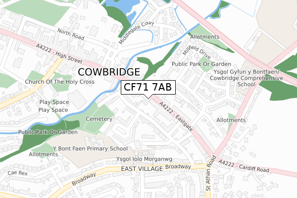 CF71 7AB map - large scale - OS Open Zoomstack (Ordnance Survey)