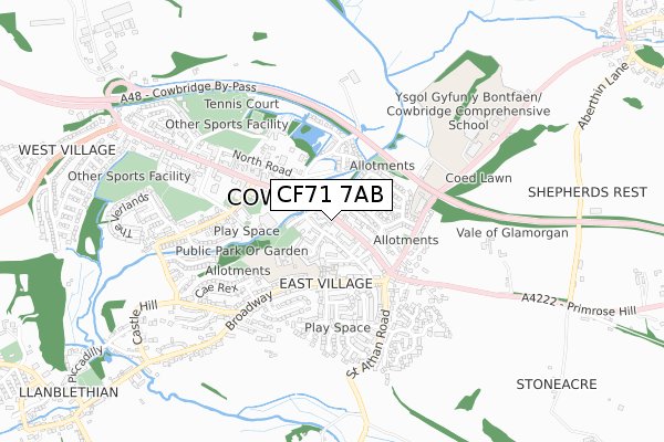 CF71 7AB map - small scale - OS Open Zoomstack (Ordnance Survey)