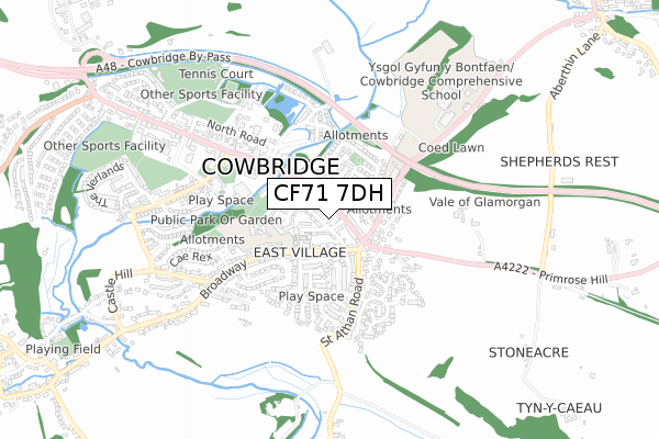 CF71 7DH map - small scale - OS Open Zoomstack (Ordnance Survey)