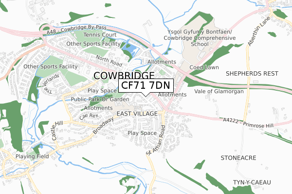 CF71 7DN map - small scale - OS Open Zoomstack (Ordnance Survey)