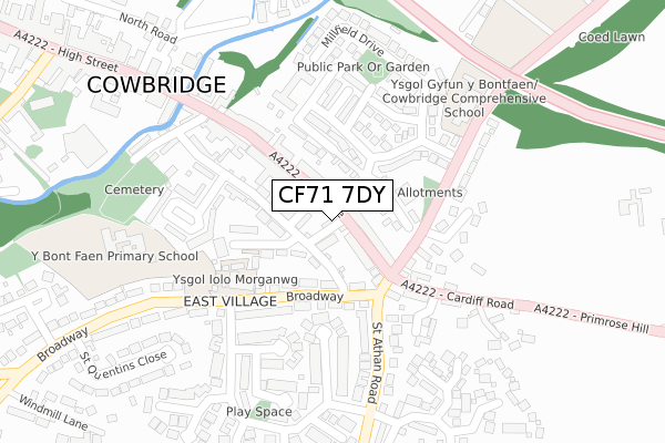 CF71 7DY map - large scale - OS Open Zoomstack (Ordnance Survey)