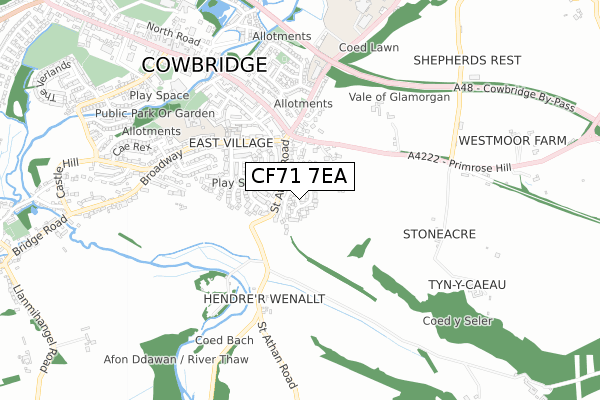 CF71 7EA map - small scale - OS Open Zoomstack (Ordnance Survey)