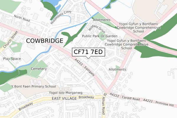 CF71 7ED map - large scale - OS Open Zoomstack (Ordnance Survey)