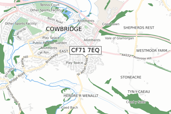 CF71 7EQ map - small scale - OS Open Zoomstack (Ordnance Survey)