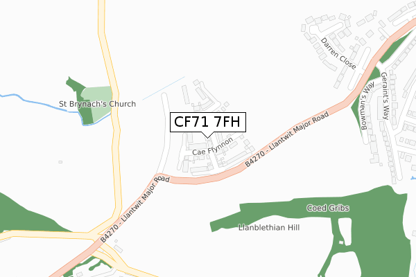 CF71 7FH map - large scale - OS Open Zoomstack (Ordnance Survey)