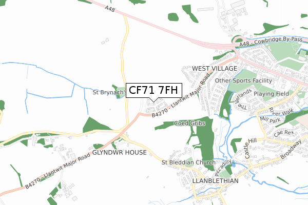 CF71 7FH map - small scale - OS Open Zoomstack (Ordnance Survey)