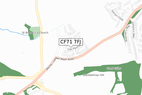 CF71 7FJ map - large scale - OS Open Zoomstack (Ordnance Survey)