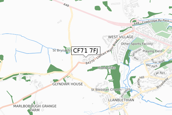 CF71 7FJ map - small scale - OS Open Zoomstack (Ordnance Survey)