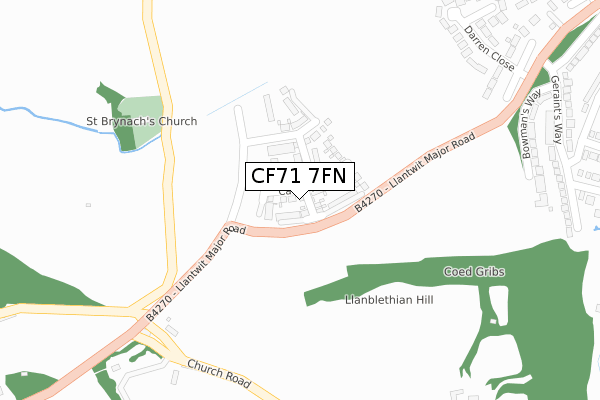 CF71 7FN map - large scale - OS Open Zoomstack (Ordnance Survey)