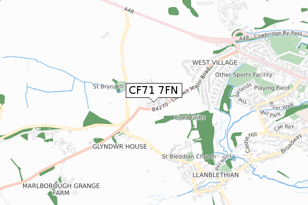 CF71 7FN map - small scale - OS Open Zoomstack (Ordnance Survey)