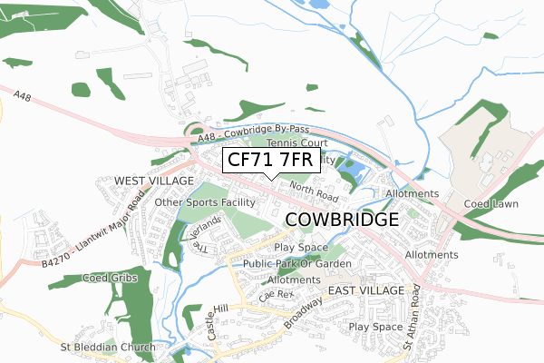 CF71 7FR map - small scale - OS Open Zoomstack (Ordnance Survey)