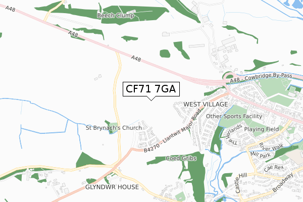 CF71 7GA map - small scale - OS Open Zoomstack (Ordnance Survey)