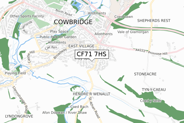 CF71 7HS map - small scale - OS Open Zoomstack (Ordnance Survey)