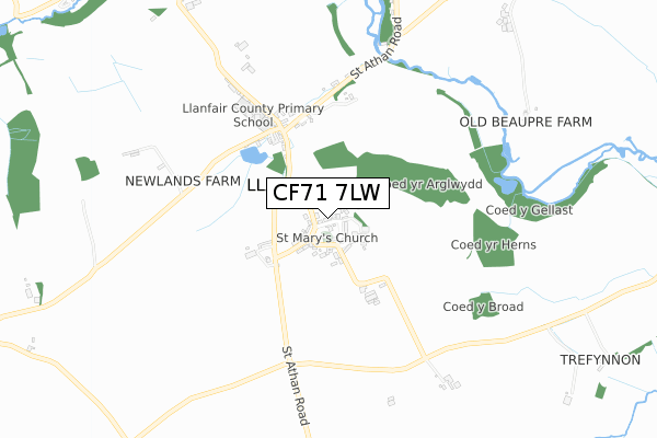 CF71 7LW map - small scale - OS Open Zoomstack (Ordnance Survey)