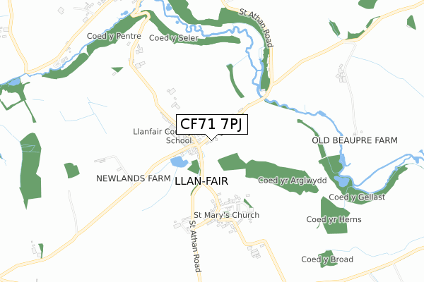 CF71 7PJ map - small scale - OS Open Zoomstack (Ordnance Survey)