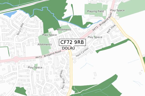 CF72 9RB map - large scale - OS Open Zoomstack (Ordnance Survey)