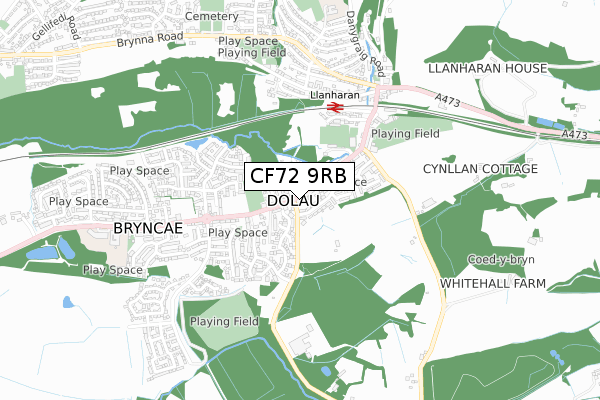 CF72 9RB map - small scale - OS Open Zoomstack (Ordnance Survey)