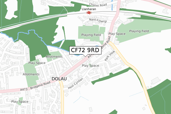 CF72 9RD map - large scale - OS Open Zoomstack (Ordnance Survey)