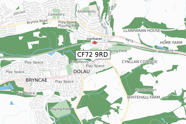 CF72 9RD map - small scale - OS Open Zoomstack (Ordnance Survey)