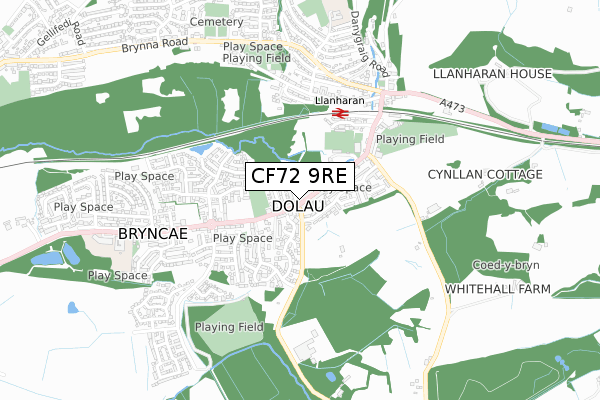 CF72 9RE map - small scale - OS Open Zoomstack (Ordnance Survey)