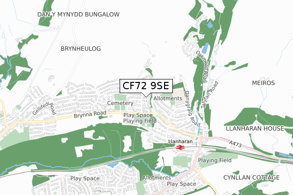 CF72 9SE map - small scale - OS Open Zoomstack (Ordnance Survey)