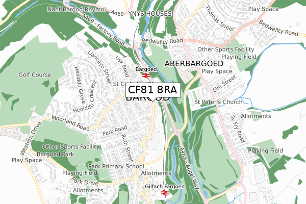 CF81 8RA map - small scale - OS Open Zoomstack (Ordnance Survey)