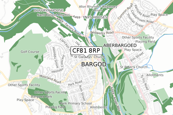 CF81 8RP map - small scale - OS Open Zoomstack (Ordnance Survey)