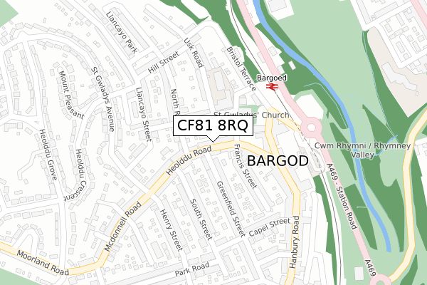 CF81 8RQ map - large scale - OS Open Zoomstack (Ordnance Survey)